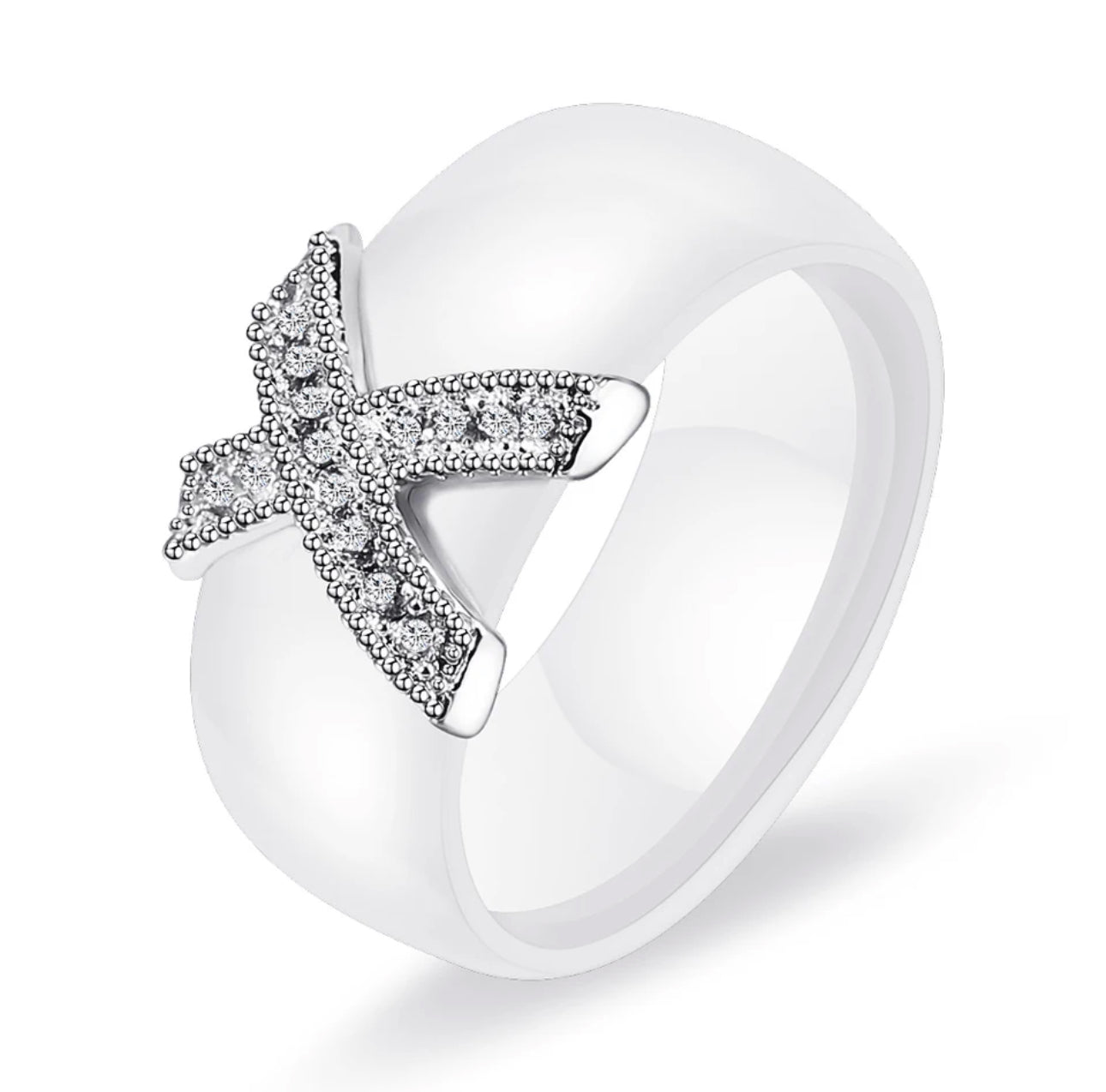 Cross My Heart Ring- White