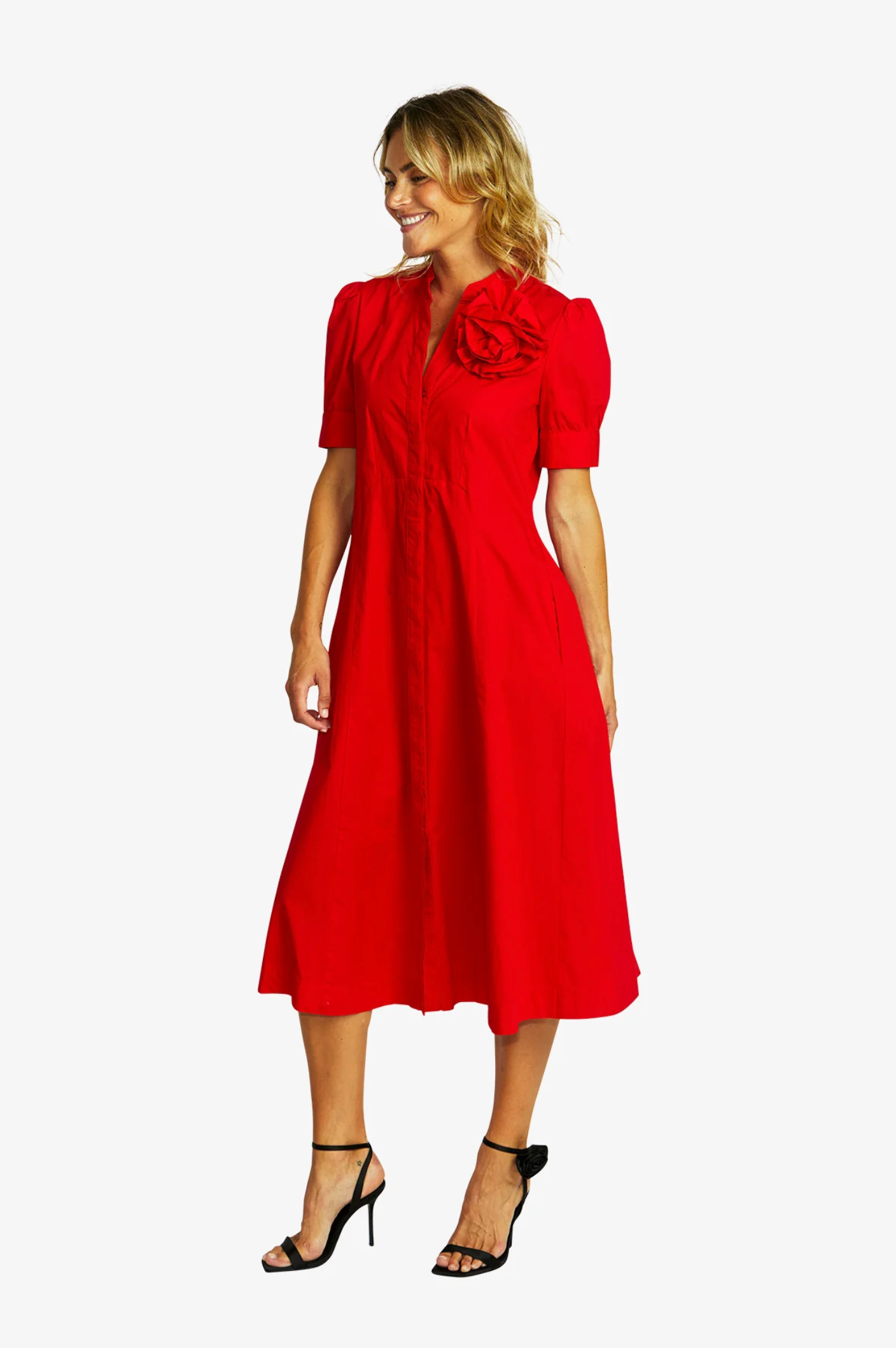 Audrey Rosette Dress Poppy SZ 10