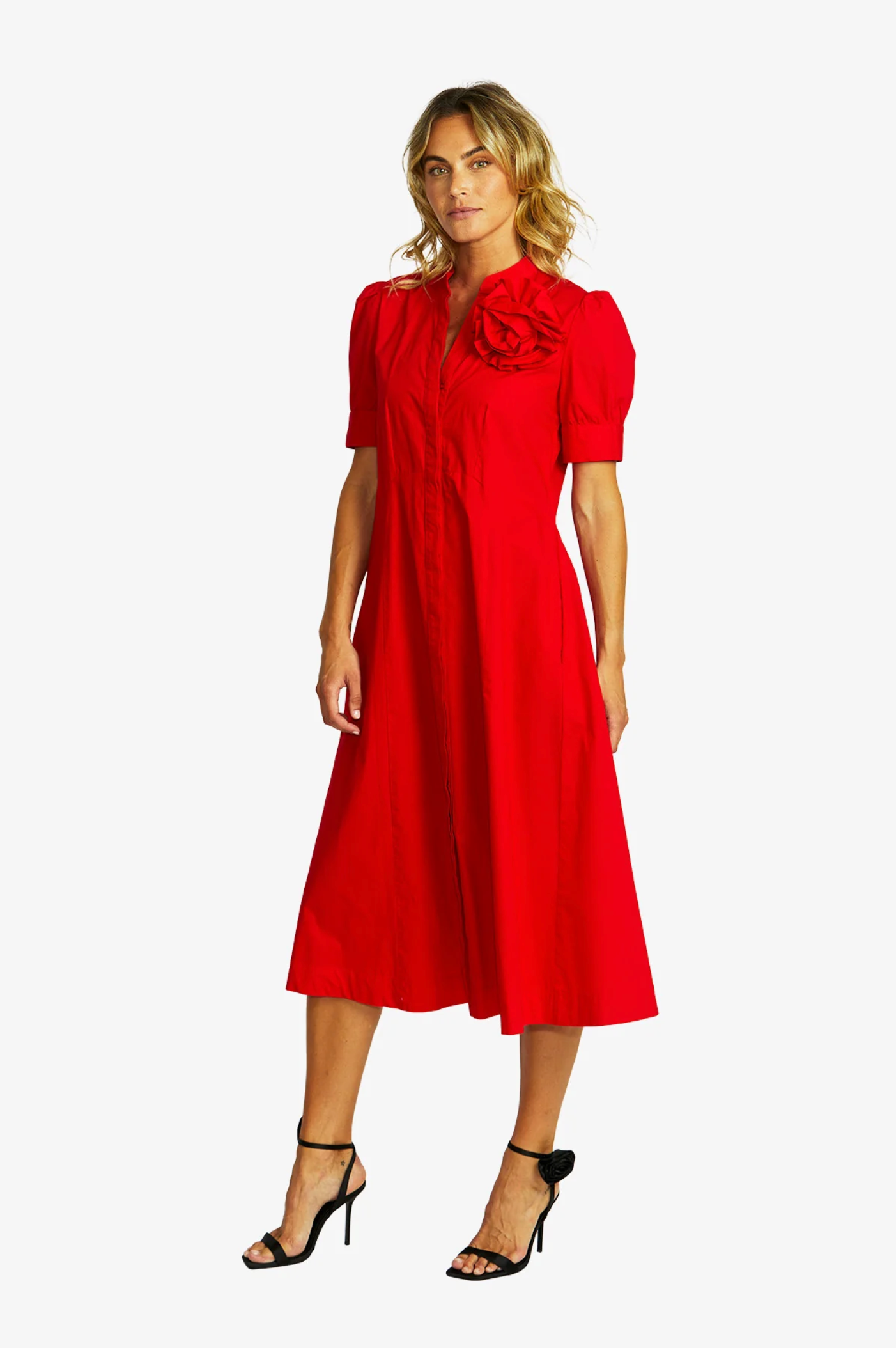 Audrey Rosette Dress Poppy SZ 10