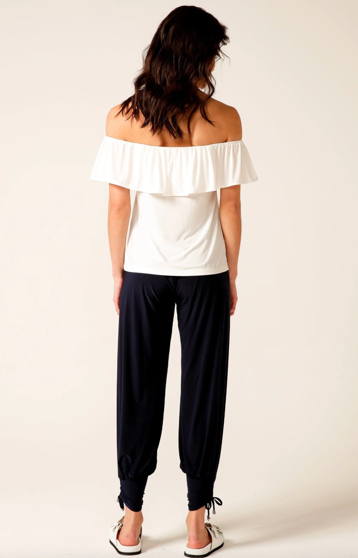 Off Shoulder Frill Top- WHITE