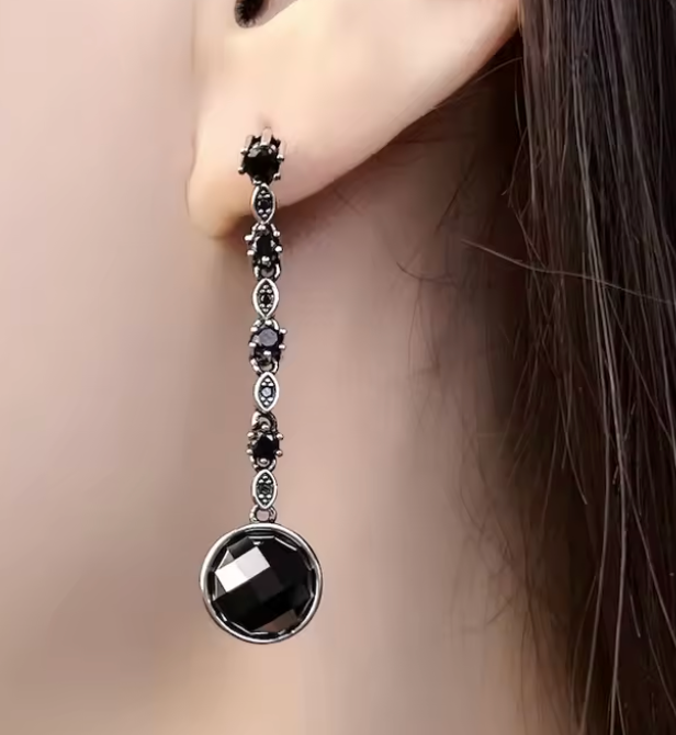 Sterling Silver and Black Earrings